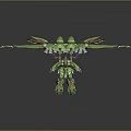 Detailed Green Sci Fi Mecha Creature With Multiple Heads And Extended Wings 3d model