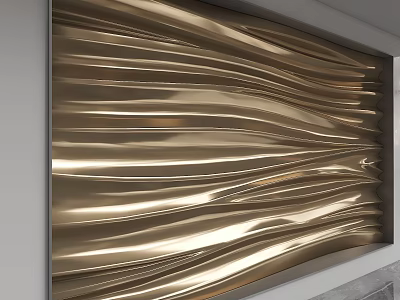 Golden Decorative Interior Wall With Wavy Texture And Modern 3D Design 3d model