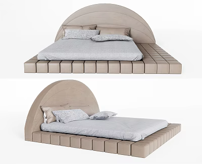 Nordic Double Bed Sofa Bed Backrest Bed Quilt Bedding Pillow 3d model