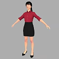 Woman in Red Shirt and Black Skirt with Arms Outstretched Standing