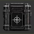 Shadow Themed Chest With Metallic Finish Decorative Locks And Engravings