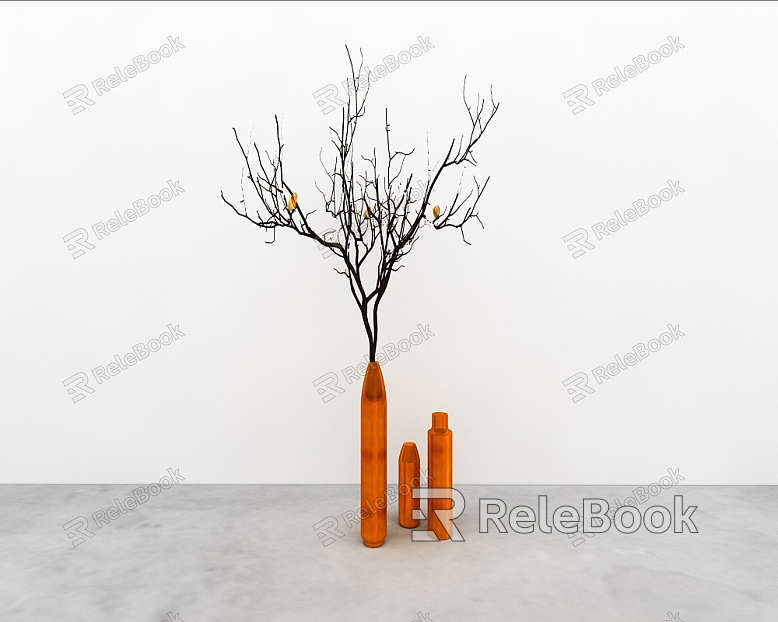 Modern vase with dried branches model