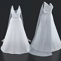Elegant White Wedding Dresses With V Neckline And Sheer Floor Length Veil