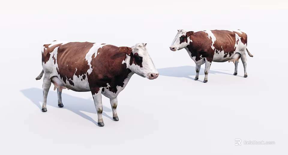 Brown And White Reptiles Standing On White Background In Studio 3d model 