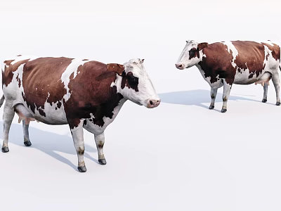 Brown And White Reptiles Standing On White Background In Studio 3d model