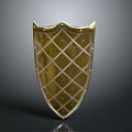 Classic Golden Shield With Silver Border And Shiny Diamond Pattern Design 3d model