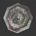 Ancient Stone Pagoda Architectural Design With Multi Tiered Structure Hexagonal Base And Red Railings