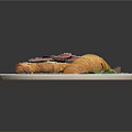 Fresh Fig Toast and Buttery Croissant on White Marble Plate with Green Leaves