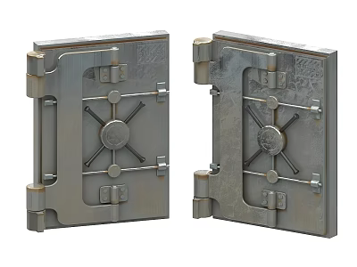 Heavy Duty Metal Vault Doors With Secure Lock Mechanism And Hinges 3d model