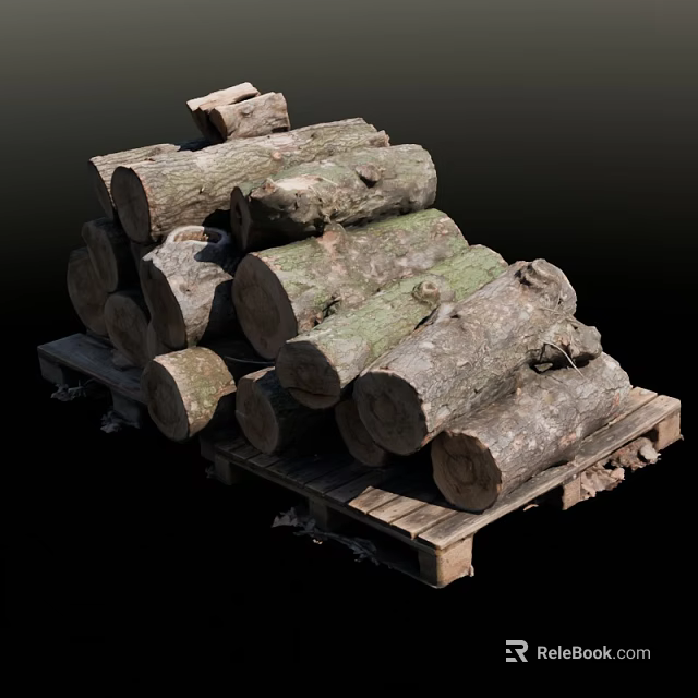 Arbor Logs Neatly Stacked On Wooden Pallet With Natural Bark And Rustic Appeal 3d model 