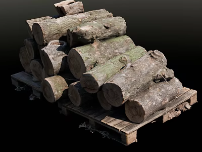forest wood pile wood stacked 3d model