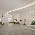 Modern Luxury Banquet Hall With Reception Area Sofas Green Plants Chandeliers And Marble Floor