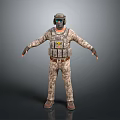 A Man In Camouflage Uniform With Helmet Goggles And Tactical Vest Standing