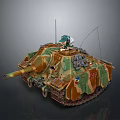 Detailed Military Tank Model With Camouflage Paint Cannon Barrel Tracks And Antenna