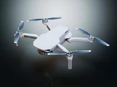 White Drone Quadcopter With Four Propellers And Camera For Aerial Shots 3d model