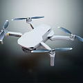 White Drone Quadcopter With Four Propellers And Camera For Aerial Shots