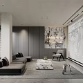 Modern Bedroom Interior With Paneled Wall Upholstered Headboard Table Lamp Accent Chair And Decorative Artwork