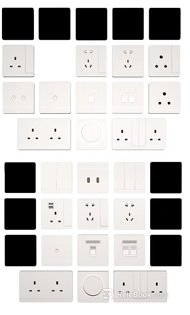 Various Types of Switch Panels in White and Black Colors for Home Use 3d model 