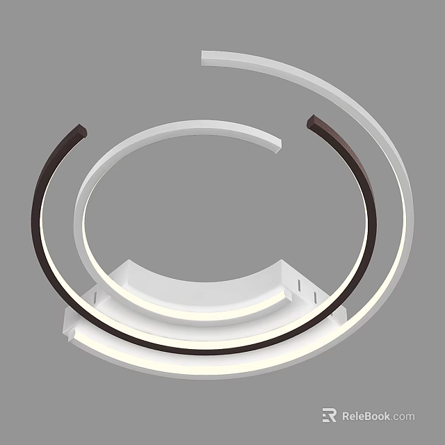 Modern Minimalist Ceiling Light With Circular White And Dark Brown Rings And LED Lighting 3d model 