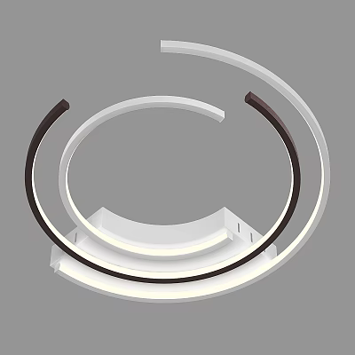 Modern Minimalist Ceiling Light With Circular White And Dark Brown Rings And LED Lighting 3d model