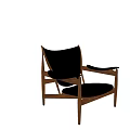 Stylish Black Leather Accent Chair With Walnut Wood Frame And Button Tufted Backrest