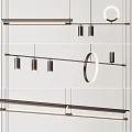 Modern Hanging Pendant Lights with Linear Circular Metal Frames and Cylindrical Lamps 3d model
