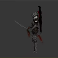Mythical Armored Warrior With Large Red Wings And Feathered Helmet