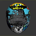 Blue Yellow Red Graphic Design Motorcycle Helmet With Visor And Strap