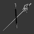 Two Silver Crossed Swords With Ornate Engraved Patterns On Dark Background 3d model