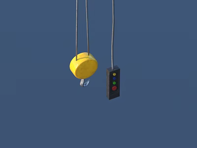 Industrial Equipment Featuring Yellow Hoist And Control Panel With Color Buttons 3d model