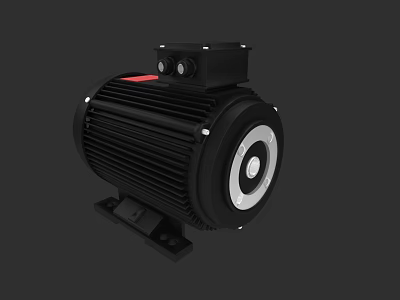 Industrial Electric Motor With Metal Housing Cooling Fins And Stable Base 3d model
