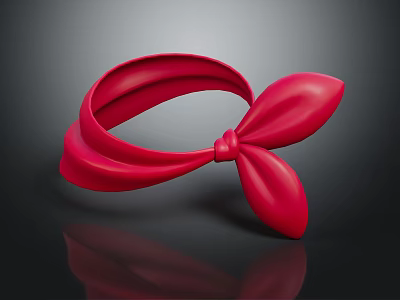 Red Bowknot Ring Shape Decorative Ornament Set With Modern Sleek Glossy Finish 3d model