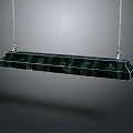 Black Long Rectangular Pendant Light With Textured Surface Hanging In Modern Space 3d model