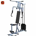 All in one home gym equipment with padded seat weight plates and resistance cables