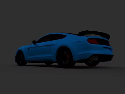Blue Two Door Sports Car With Rear Spoiler Black Wheels And Red Brake Calipers 3d model