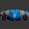 Blue Mythical Character With Glowing Body Golden Ornaments And Red Pants