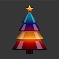 Vibrant Colorful Layered Christmas Tree Shaped Candle With Bright Flame