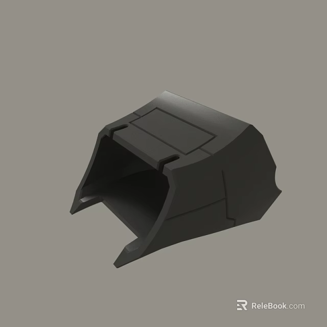 Detailed Black 3D Model Mechanical Part With Angular Structure And Grooves 3d model 