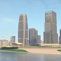 Aerial Urban Planning With High Rise Buildings Green Spaces Waterfront And Road Networks