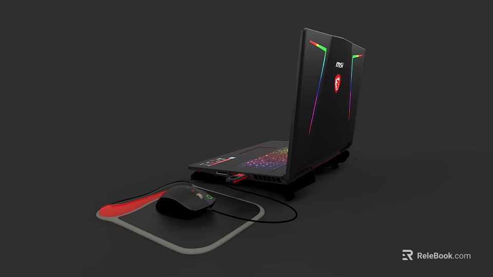 Black ASUS Gaming Laptop With RGB Backlit Keyboard Mouse And Mouse Pad 3d model 