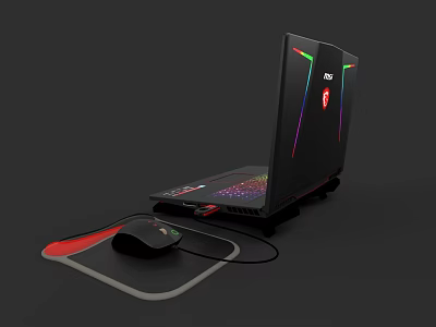 Black ASUS Gaming Laptop With RGB Backlit Keyboard Mouse And Mouse Pad 3d model