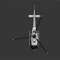 Modern Helicopter With White Body Rotor Blades And Ground Reflection Design