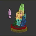 3D Rendered Silver Weapon Model With Cannonball And Mechanical Structure Base