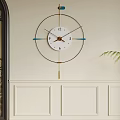 Modern Circular Wall Clock With Metal Frame Wrought Iron Gate And Green Plant