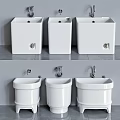 White Mop Sinks With Different Designs And Faucets In Modern Bathroom