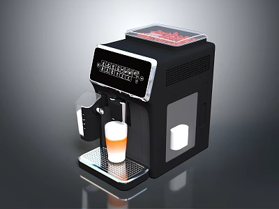 Modern Kitchen Appliance Coffee Machine With Display Screen And Cup Of Layered Beverage 3d model