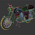Vintage Black And Turquoise Motorcycle With Side Box Headlight And Classic Design