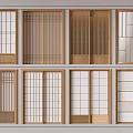 Various Wooden Sliding Doors With Different Grid And Panel Designs For Interior Spaces 3d model