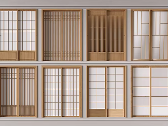 Japanese style sliding door log sliding door sliding door grille door 3d model