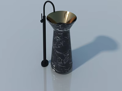Elegant Swing Door With Black Marble Texture And Gold Accents For Modern Home Interior 3d model